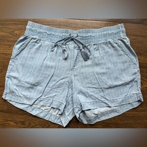 Westbound High Waist Pinstripe Shorts in Light Blue
